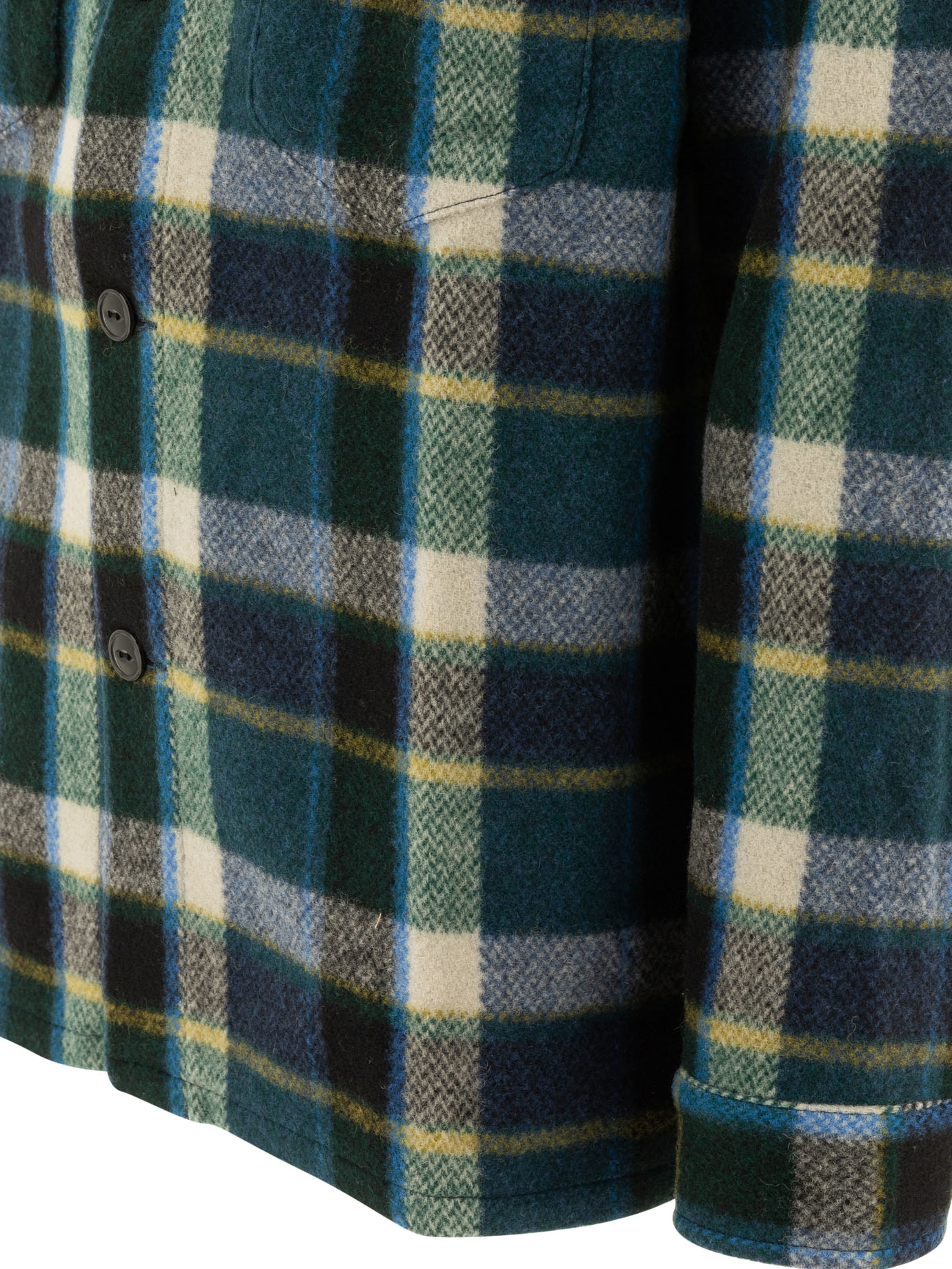 SOUTH2 WEST8 Green Smokey melton wool shirt